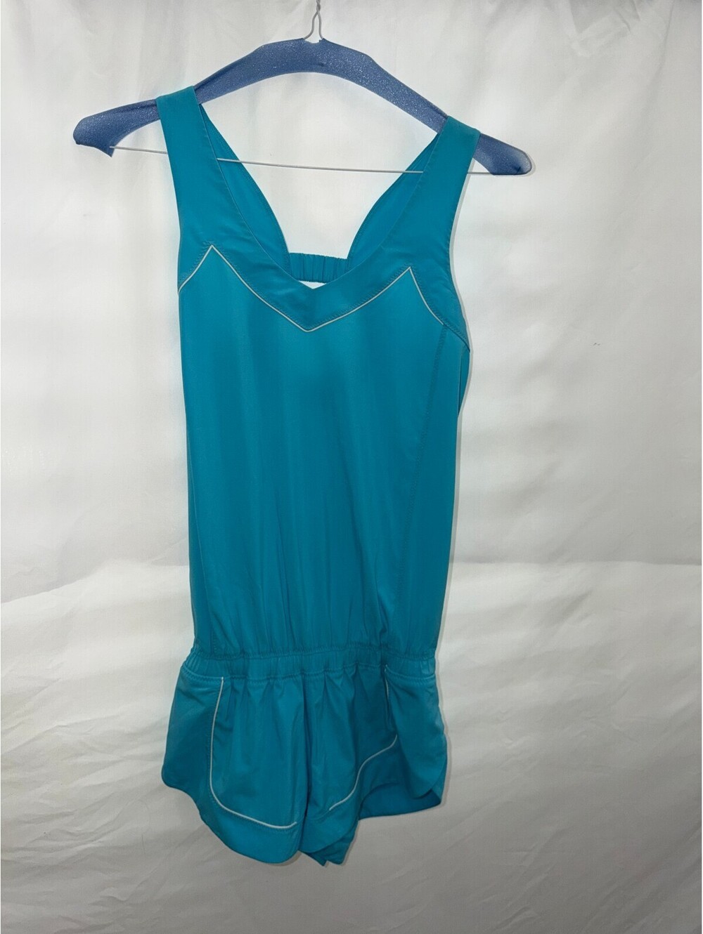 Lululemon Teal Athletic Romper with Piping Detail